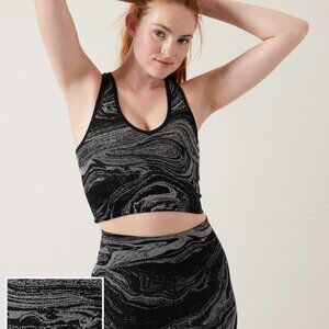 Aurora Seamless Shine Crop Rib Tank Black/Silver Size S